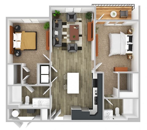 a1 floor plan  1 bedroom with 2 baths  129